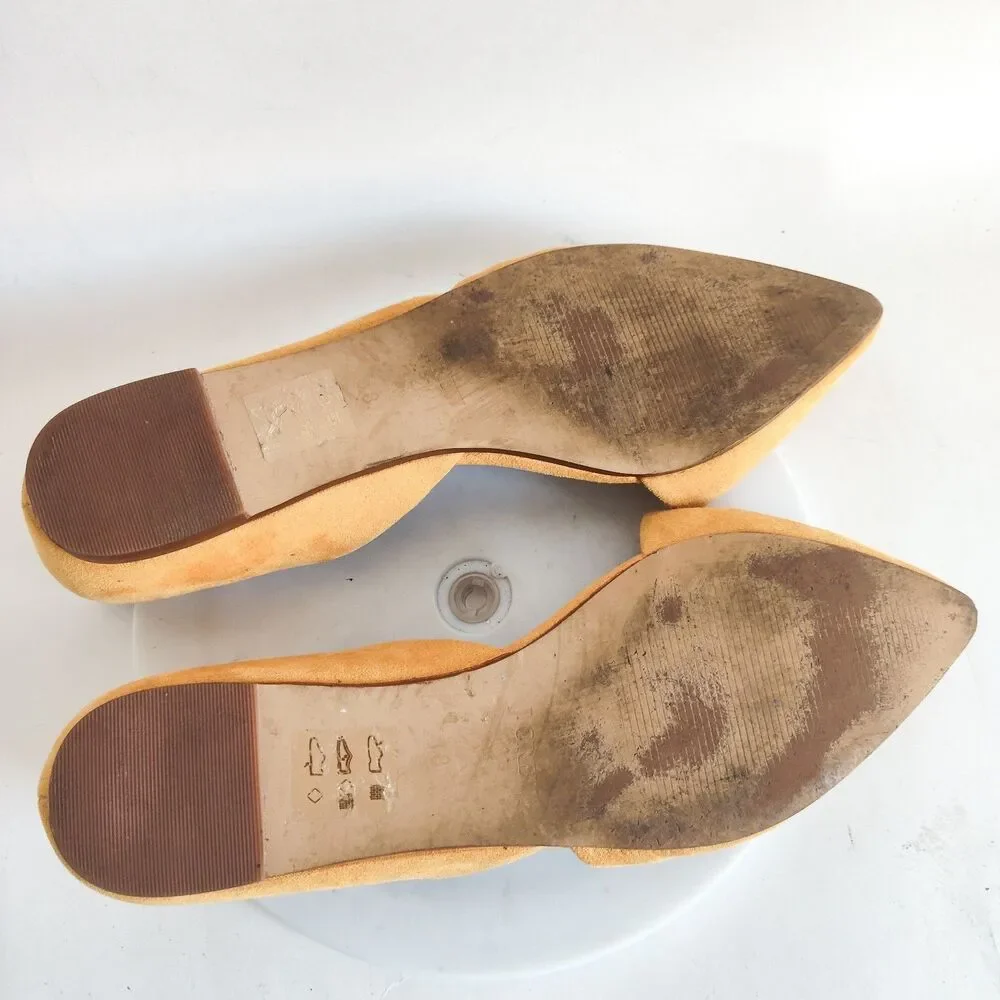 J. Crew‎ D'Orsay Shoes Flats Size 8 Zoe Pointed Toe Sueded Preppy Mustard Yellow